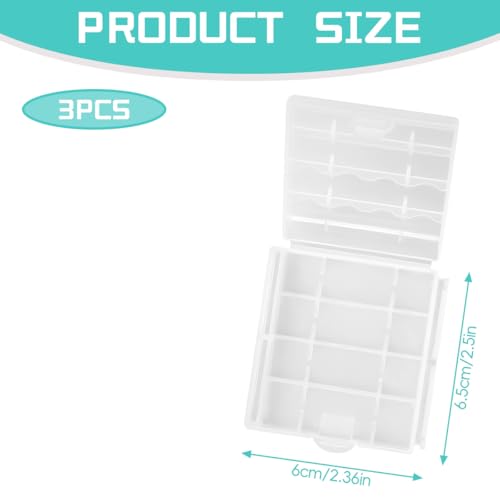 Lotsdonxia 3-Pack Clear Battery Storage Boxes - Durable AA/AAA Battery Organiser, Portable Plastic Cases for Home & Travel
