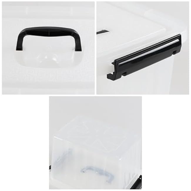 4-Pack 6.5 Quart Small Storage Boxes, Plastic Storage Latch Bin, Clear