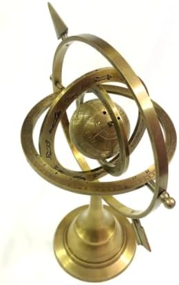 Nautical Brass Globe 10 Inch Handmade Engraved Armillary Sphere With Arrow Globe For Home Office And Collectible Item