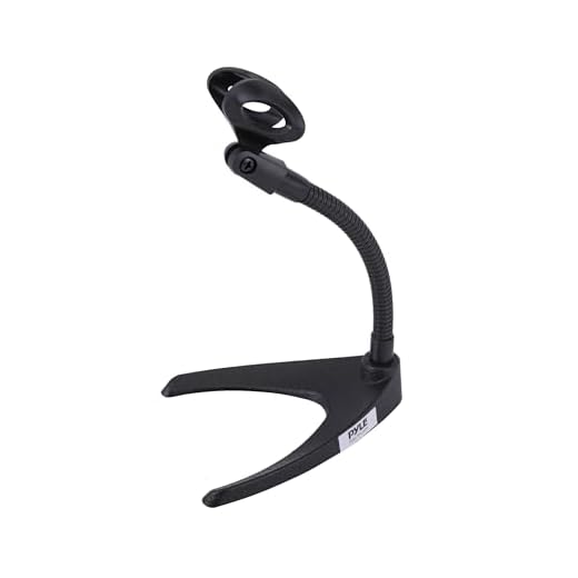 Pyle Desktop Microphone Stand - Universal Tabletop Mic Holder w/ Flexible 8.2'' Inch Gooseneck Mount and Solid U Shape Base - Perfect for Table Desk or Counter - PMKS8,Black