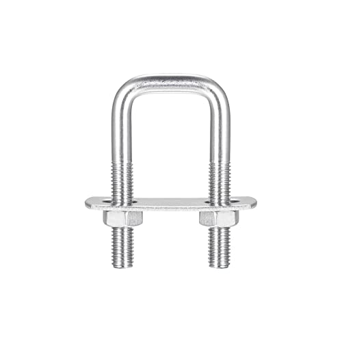 Image of uxcell Square U-Bolts, 3 Sets 30mm(1.18 inch) Inner Width 60mm Length M8 304 Stainless Steel U Clamp Bolt with Nuts and Plates, for Boat Trailer