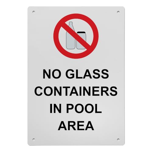 No Glass Containers In Pool Area Sign, 8.5 x 11 in