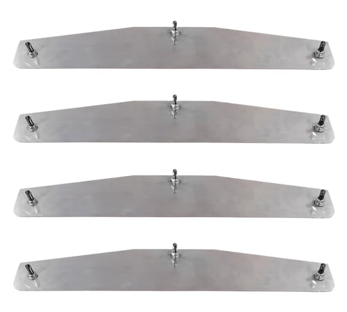 Mytee Products 4 Pack 4 x 24 Silver Mud Flap Weights for Semi Trucks - Mirror Finish Stainless Steel with 3 Welded Studs