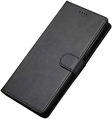 Coque iPhone 12 Pro à clapet cuir noir avec porte-cartes et béquille intégrée