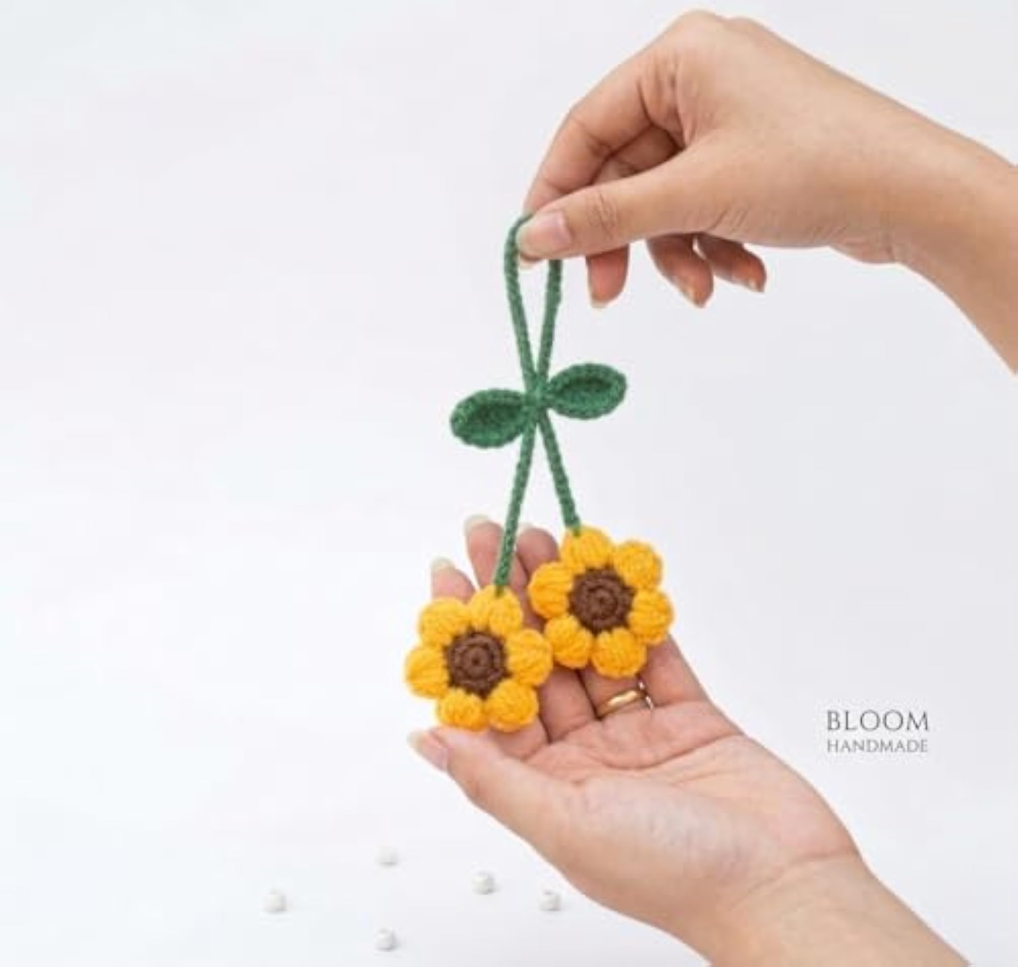 Crochet Sunflower Car Hanging Charm, Floral Decor