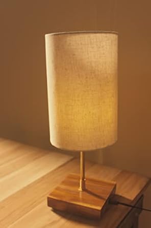 Smokestack Works Art Deco Off- White Bedside Lamp Brass and Teakwood (Pack of 1)