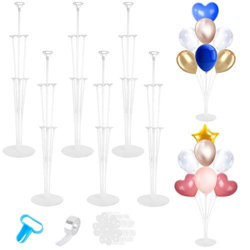 Zouboto 6 Sets Reusable Balloon Stand Kit - Clear 70cm Height Table Centerpiece Holder for Birthday,Wedding Decorations | Durable Party Balloon Display for Events & Home Use