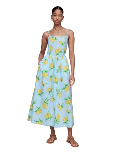 GAP Womens Dipped Waist Midi Dress Lemon Print XS Petite at Amazon Women's  Clothing store