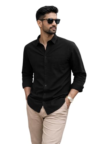 Image of Men's Solid Casual Shirt | Casual Plain Button Down Shirt for Men | Regular Fit Full Sleeves Smart Formal & Casual Wear