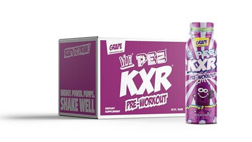 Image of VMI Sports KXR High Stimulant Ready to Drink Pre-Workout | 400mg Caffeine 6g Citrulline 3.2g Beta-Alanine | Delicious - Convenient | 12 ct - 12.5 oz Bottles (12 Count, PEZ Grape)
