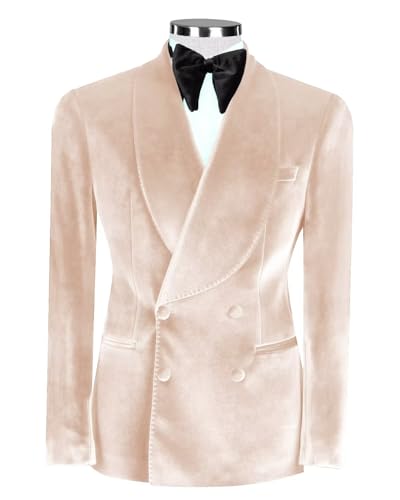 Velvet Suits for Men 2 Piece Regular Fit Mens Suit Shawl Lapel Double Breasted Mens Suits Formal Winter Tuxedos