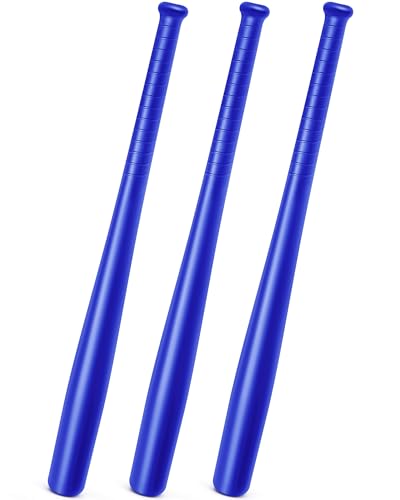 Liliful 3 Pieces Plastic Baseball Bats Lightweight Solid Molded Grip, Blue