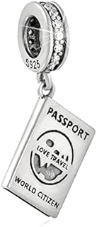 GLOWDAS I Love to Travel Charms fit European Holiday Bracelet, 925 Sterling Silver Suitcase Charm, Shopping Handbag Charm, Peace Bus Charm, Passport Dangle, Airplane Pendant, Gifts for Women/Men
