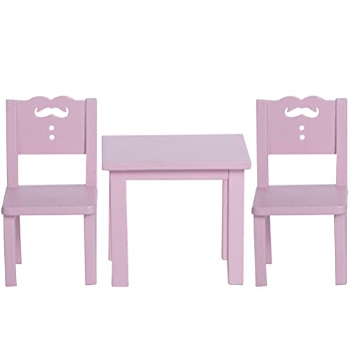 LUOZZY Miniature Dollhouse Furniture Set Mini Table and Chair Set for Kids Pretend Play, Pink