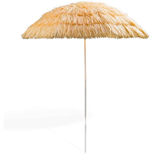 Hogar y Mas SOMBRILLA Playa Plegable DE Paja Artificial Clara,Duradera. Tropic HAWÁI 175CM