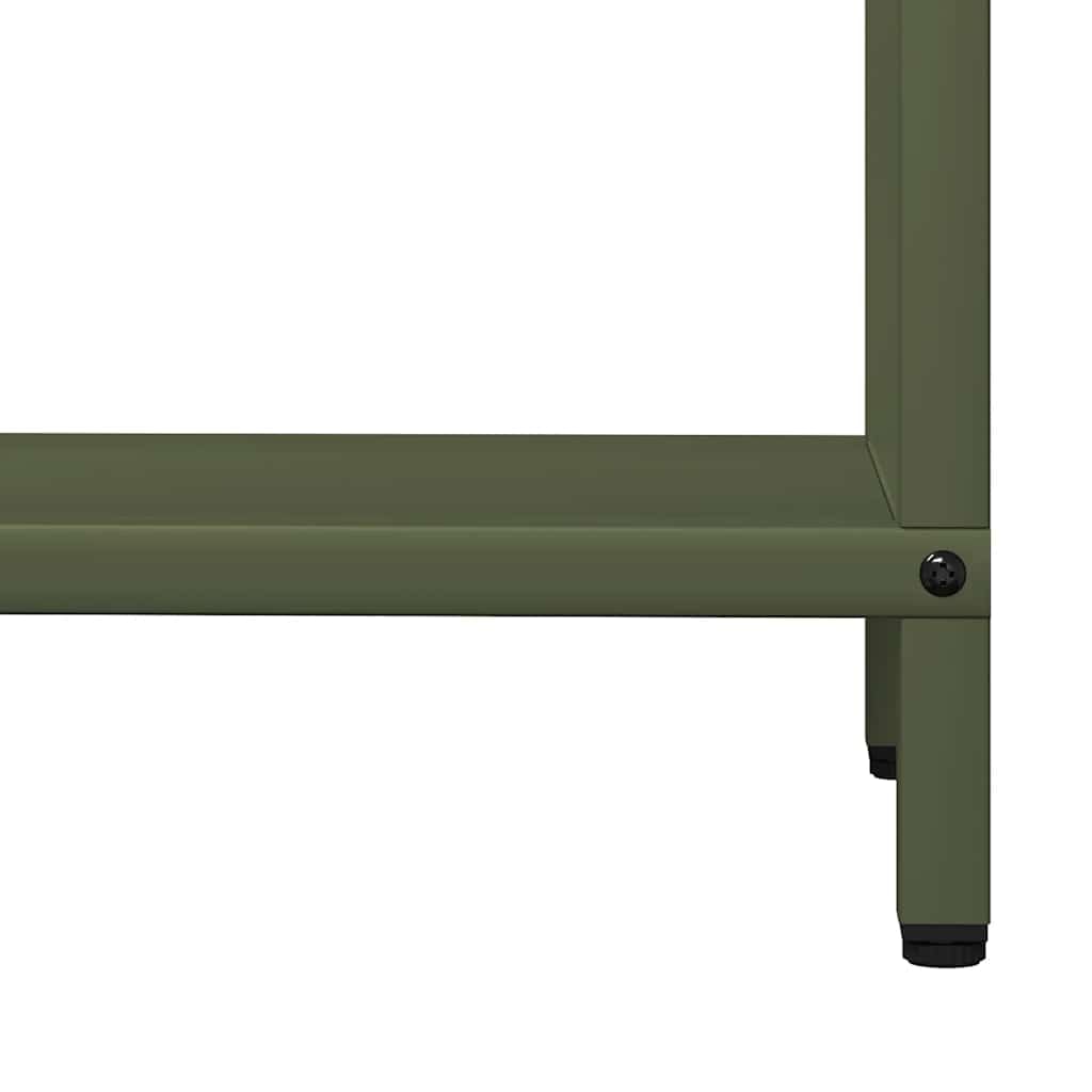 Oliwkowy regał na drewno opałowe ze stali walcowanej na zimno, 60 x 25 x 90 cm, stojak na drewno kominkowe do wydajnego przechowywania, dekoracyjny do użytku na zewnątrz i wewnątrz