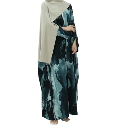 Image of Muslim Prayer Cardigan Tie-dye Printed Abaya Maxi Robe for Women | Tie-dye, Open front, Satin Fabric