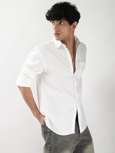 Image of Urbano Fashion Men's Linen Blend Full Sleeve Relaxed Fit Casual Solid Shirt