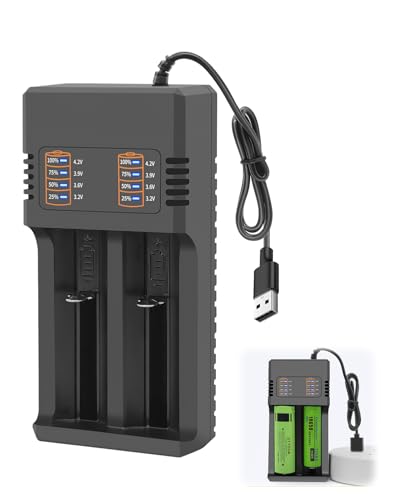 18650 Battery Charger, USB Intelligent Universal Fast Dual Charge Battery Charger for 3.7V-4.2V Li-ion Rechargeable Batteries Including 18650 18500 18490 18350 17670 17500 16340 14500 26650 22650