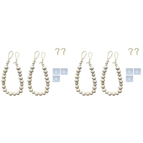 Lckiioy 4 Piezas de Corbata de Cortina, Corbatas de Cortina de Madera Natural, Tratamiento de Ventana, Guirnalda de Granja, Accesorios de Decoración Boho
