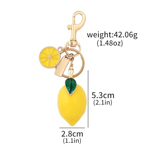 Image of Fruit Bag Charm Keychain - Gold Key Chain, Cute Purse Handbags Accessories - Beautiful Gift for Women