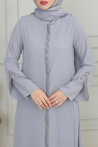 Abaya Lunga Maniche Lunghe Per Donna, Vestito Elegante Da Pavimento Con Applicazioni In Pizzo, Moda Islamica Turchia