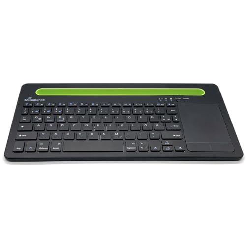 MediaRange, Bluetooth, kompaktowa klawiatura wielofunkcyjna z 78 klawiszami i touchpadem, układ klawiatury QWERTZ (DE/AT/CH), czarny/zielony