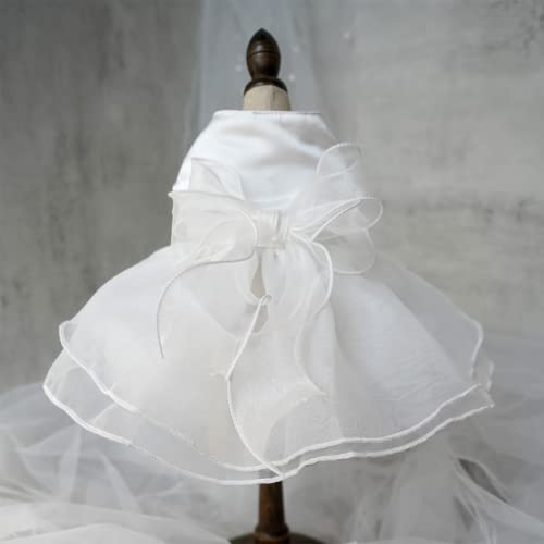 Weißes Hunde-Hochzeitskleid, Brautkleid, Hochzeitskostüm, Welpen, Prinzessinnenkleider für kleine Hunde, luxuriöse Hundekleidung, Zwergspitz, Chihuahua (weiß, XS)