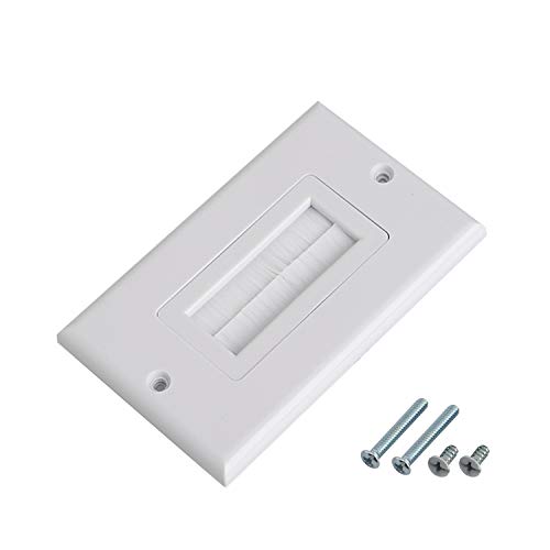 Maxmoral 1Pc Brush Wall Plate Multi-Function Single Port Cover Outlet Wall Mount Multimedia Panel White #TOP13