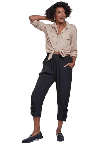 Royalty For Me womens Women's Elastic Waist Flood with Side Ruching Ankle Detail4