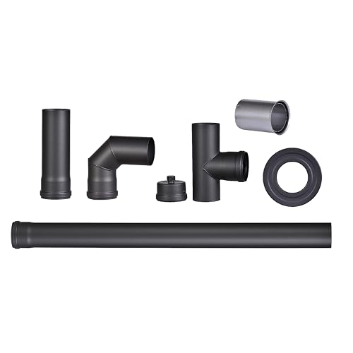 FIREFIX R80/SET Pelletofenrohr 80 mm schwarz Set (6-teilig)