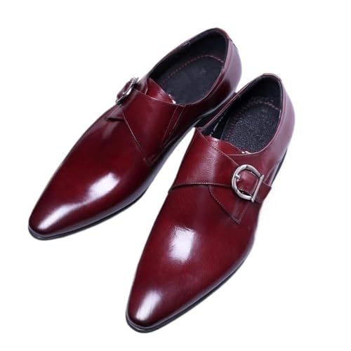 Men's Monk with Loafers, Monk Strap Shoes Men,Men's Monk Strap Dress Shoes,red and Black Dress Shoes Men,pu Leather, Black Pointed Toe Flaked Oxfords, Dress Shoes, Men's Business Casual Shoes