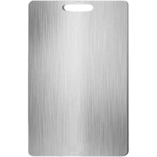 WYWY Tabla de Cortar de Acero Inoxidable, Tabla de Cortar de Acero Inoxidable 304 con Orificio para Colgar, Adecuada para la preparación de Alimentos en la Cocina, Carnes y Verduras.(L)
