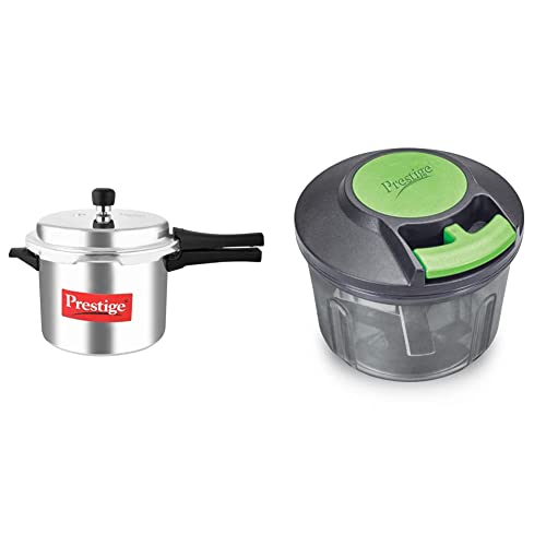 Image of Prestige Popular Aluminium Pressure Cooker, 5 Litres, Silver + Prestige Veggie Cutter PVC 8.0 COMBO