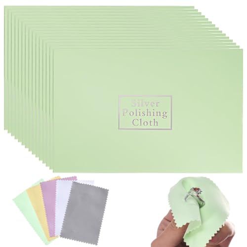 MIRKUZI 15 paños reutilizables para pulir plata, vajilla y joyería, paños para el cuidado de la plata y paños de limpieza para evitar el deslustre (colores aleatorios)