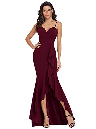 Ever-Pretty Womens Spaghetti Floor Length High Low Formal Evening Party Dress Burgundy US4
