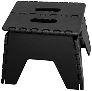 SPICOM Small Folding Step Stool Small Kitchen Step Tool for Kids Adults Lightweight Space Saving Easy Folding Stool Portable Foot Stool (Black)