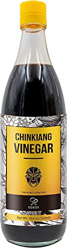 Soeos Chinkiang Vinegar, 18.6 Fl Oz (550Ml), Chinese Black Vinegar, Traditional Black Chinese Vinegar, Organic Black Vinegar, Zhenjiang Black Vinegar, Zhenjiang Xiangcu, Black Rice Vinegar (Pack Of 2) #TOP2