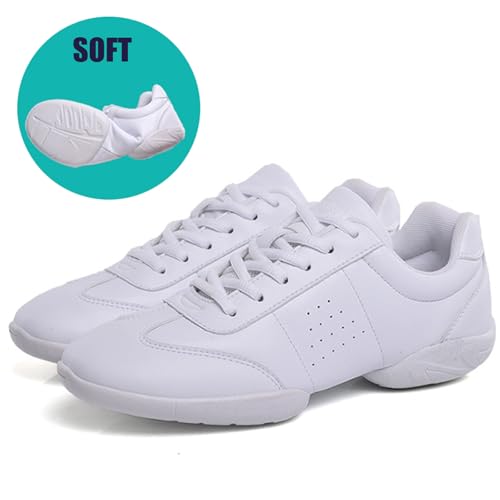 Boys Girls White Cheer Shoes Lace-up School Competition Chearleading Dancing Walking Yoga Sports Shoe Sneakers2
