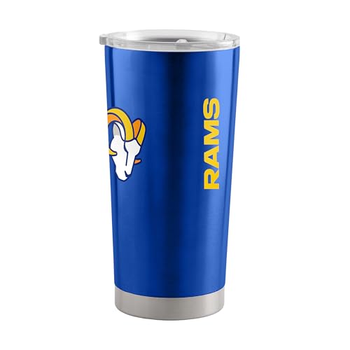 Image of Los Angeles Rams NFL 20oz Stainless Steel Insulated Tumbler, Slider Lid | Officially licensed Rams drinkware; double-wall vacuum construction; cupholder compatible; BPA-free; hand wash only