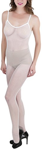 Image of ToBeInStyle Women's Bodystocking Crotchless Peek-A-Boo Fishnet Lace Bodysuit