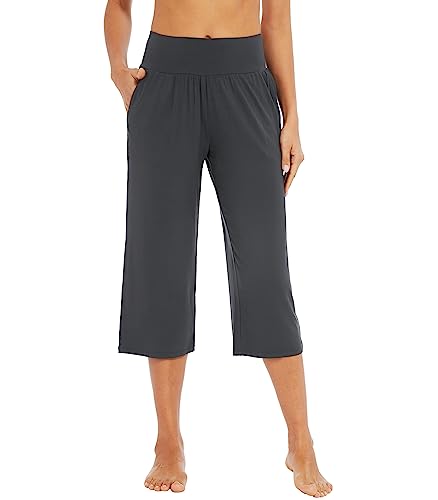 WiWi Viscose from Bamboo Soft Capri Yoga Loose Pants for Women High Waisted Comfy Pjs Capris Lounge Pajama Bottoms S-XXL