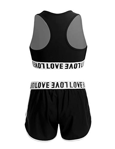 Aislor Kids Big Girls 2PCS Athletic Workout Outfits Sleeveless Racer Back Crop Tops with Bottoms2