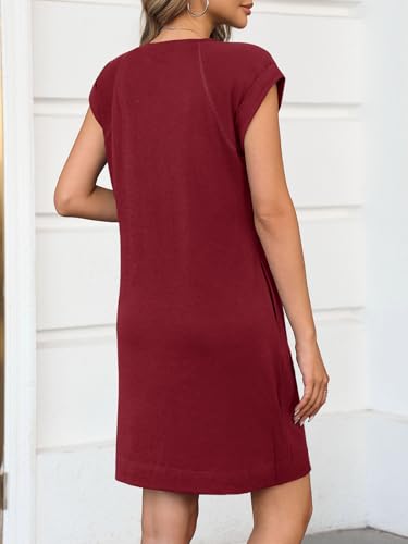 Wenrine Womens Summer T Shirt Dress Casual Cap Sleeve Crewneck Loose Shift Mini Dresses4