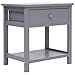 vidaXL Table de Chevet Table de Nuit Armoire de Chevet avec 1 Tiroir et 1 Etagère Chambre à Coucher Gris 40x29x42 cm Bois de Paulownia