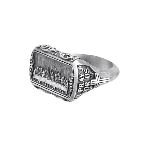 The Last Supper Silver Ring, Jesus Christ Signet Band, Christian Religious Jewelry, Leonardo Da Vinci Art Ring, Personalized Gift