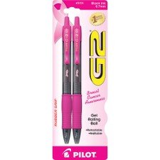 Bolígrafos Pilot G2 con agarre de goma, tinta rosa, pack x25
