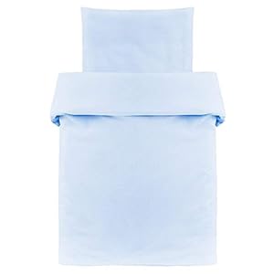 Makian Baby Dekbedovertrek en Kussensloop (80x80 en 40x35 cm) - Voor Ledikant, Box, Wieg, Campingbedje - 100% Katoen (Blauw)