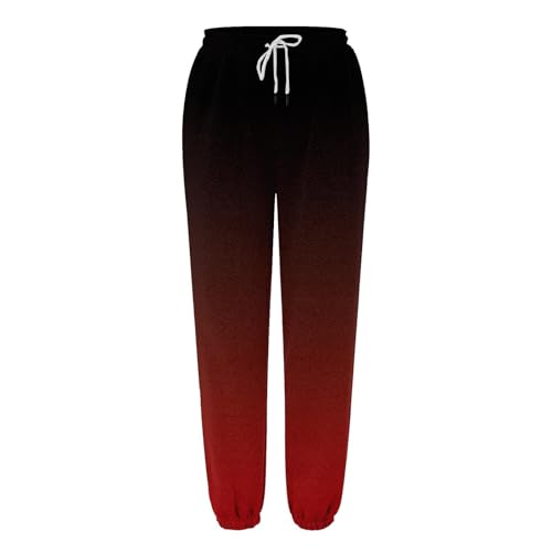 Teen Girls Gradient Sweatpants High Waist DrawstringElastic Cuffs Joggers Casual Trendy Preppy Trousers with Pockets3