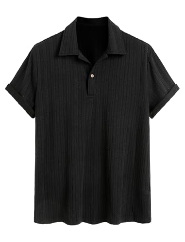 Camiseta polo para hombre ZAFUL de manga corta con diseño geométrico y textura, estilo casual y cubano miniatura 1